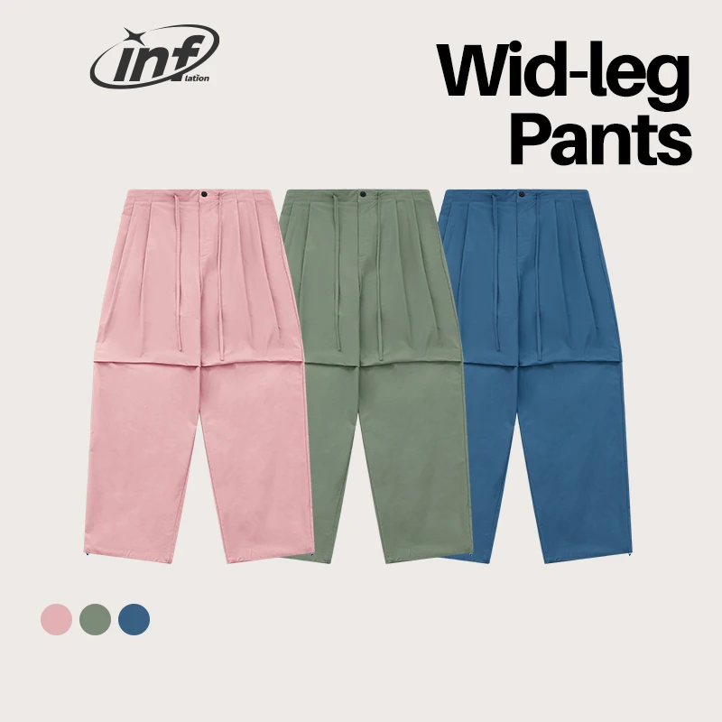 INFLAZIONE Pantaloni cargo larghi oversize rosa Pantaloni da paracadute a vita alta unisex Pantaloni cargo da esterno a gamba larga da uomo