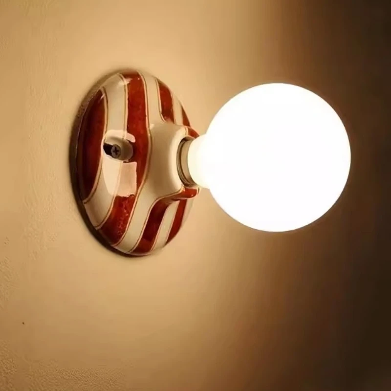 Lampu Dinding Keramik Rotro Kontemporer Lampu Dinding Tempat Lilin untuk Kamar Tidur Ruang Tamu Kantor Perlengkapan Dekoratif Rumah Dalam Ruangan