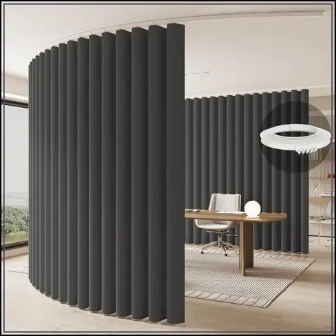 Room Divider Curtain Ceiling Track Set for Blackout and Privacy, 106" W x 84" L - 1 Piece, Gray Curtain + White Track