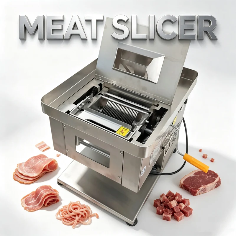 Desktop Commercial Meat Slicer Compact Stainless Steel Meat Cutting Machine Removable Knife