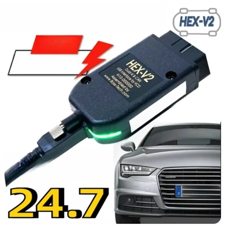 HEX-V2 USB CAN OBD2 Diagnostic Interface V24.7 Atmega162 Chip Auto ECU Coding Fault Scan Service Adapter
