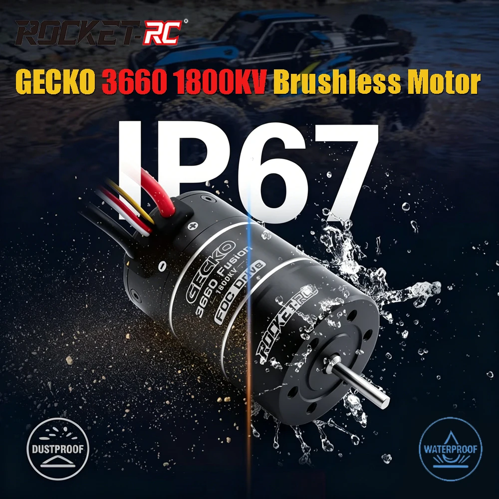ROCKET-RC GECKO 3660 1800KV FUSION 2-3S Sensorgesteuerter Bürstenloser Motor Wasserdicht 3,175mm Welle für 1/10 RC Crawler Auto Upgrade-Teile
