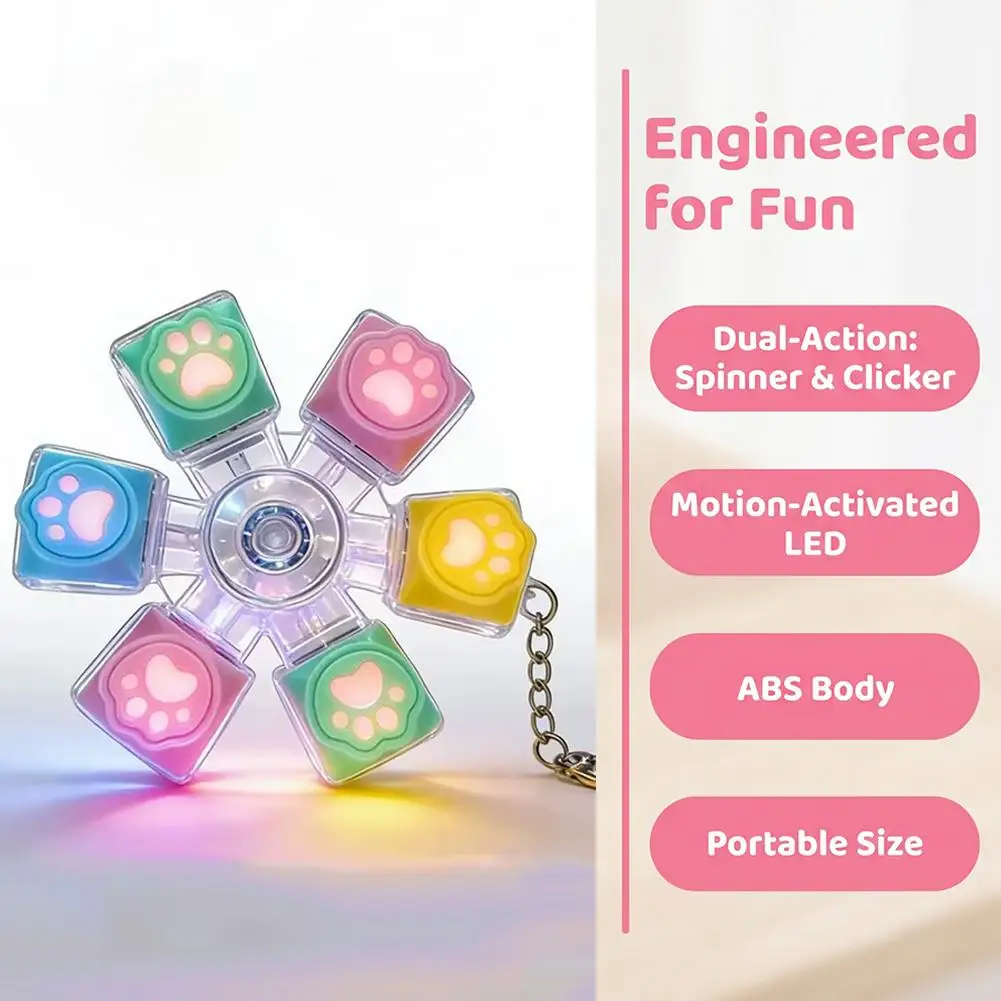 Cat Paw Keycap Keychain Mechanical Keyboard Fidget Spinner Stress Relief Toy Soft Cute Keyring for Office Desk Anxiety Gift