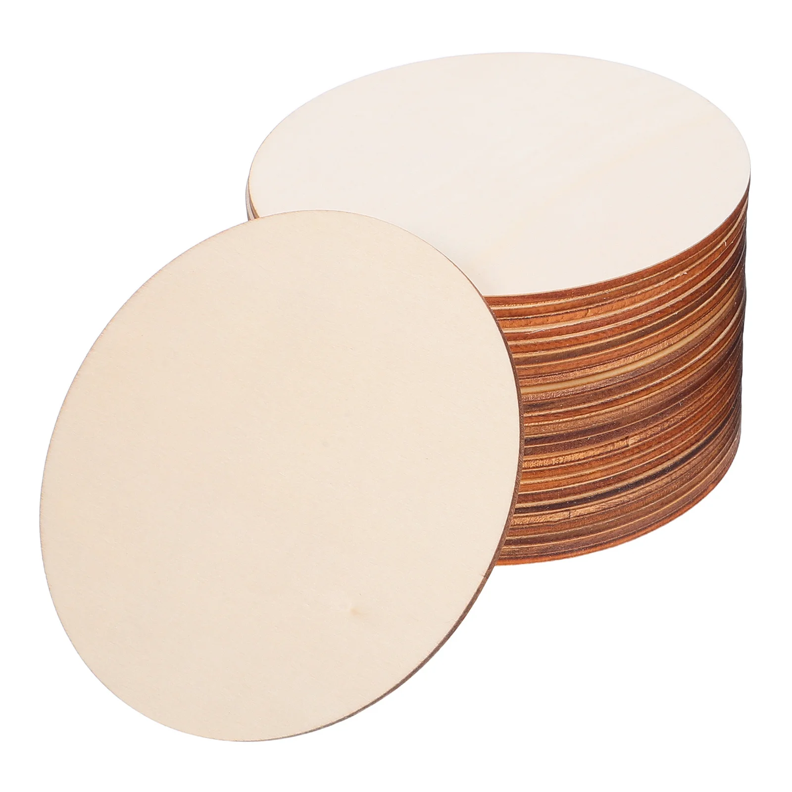 

50pcs Art Decorations Natural Wood Slices Round Craft Discs For Diy Painting Home Decor Wedding Crafts Classroom Projects Solid