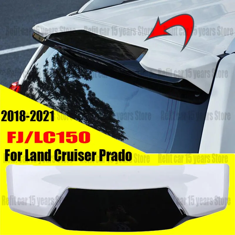 For Land Cruiser Prado FJ/LC150 2018 2019 2020 2021 Painted White+black Rear Spoiler Wing Trim