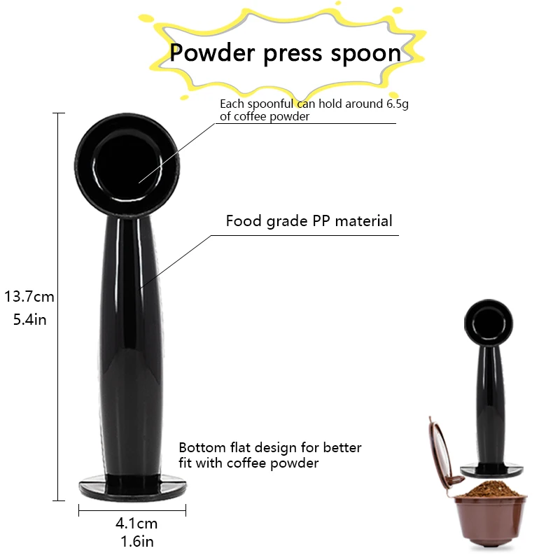 Standard measuring spoons for powdered coffee and 3pcs reusable homemade powder filled coffee capsule shells