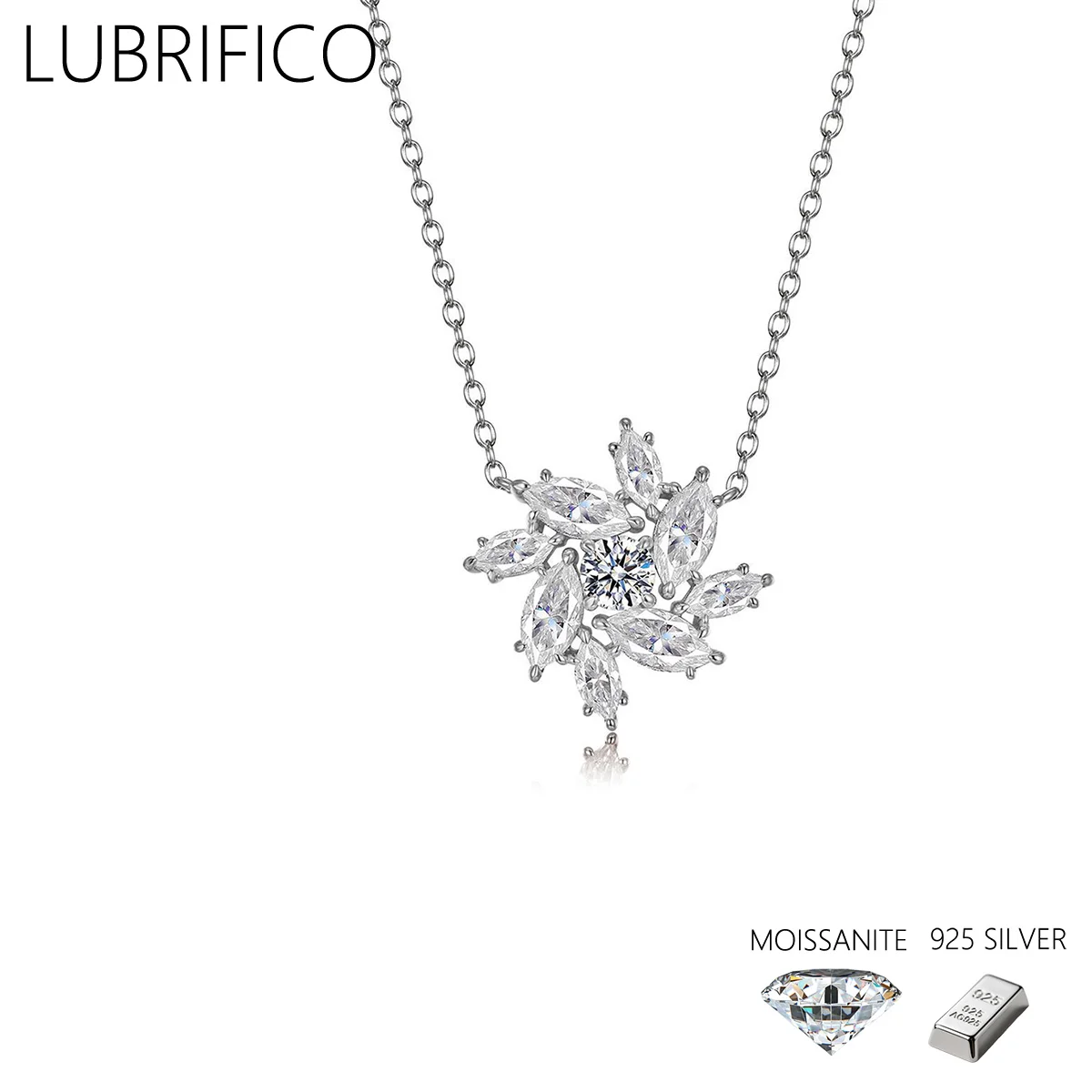 

5mm D Color Moissanite Necklace 925 Sterling Silver Lab-Grown Diamonds Snowflake Shapes Pendant For Women Fine Jewelry Wedding