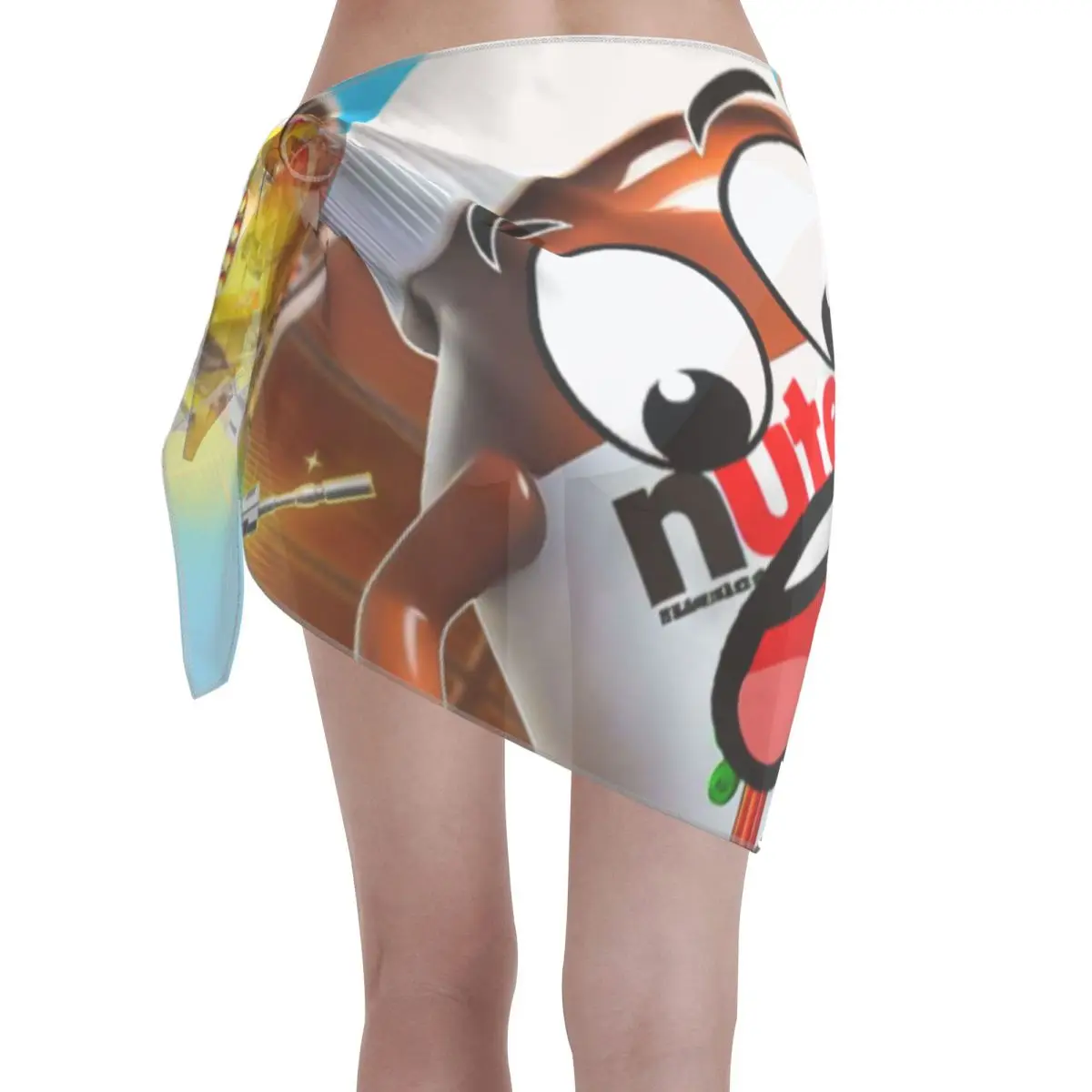 Aangepaste grappige chocolade N-Nutellas korte sarongs badpak cover-up print leuke cartoon bikini wrap pure sarong strand wrap