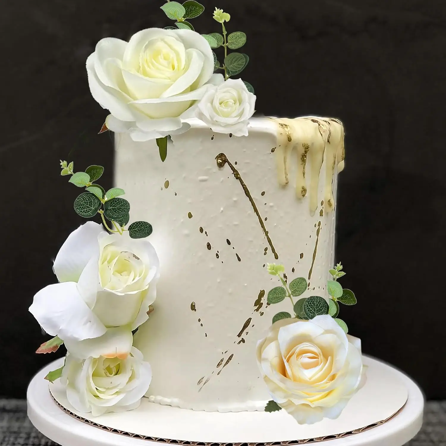 أغطية كعكة الزهور، أغطية كعكة بوهو، زهور الورد البيضاء، زينة الكيك للفتيات والنساء وحفلات أعياد الميلاد وحفلات الزفاف #4