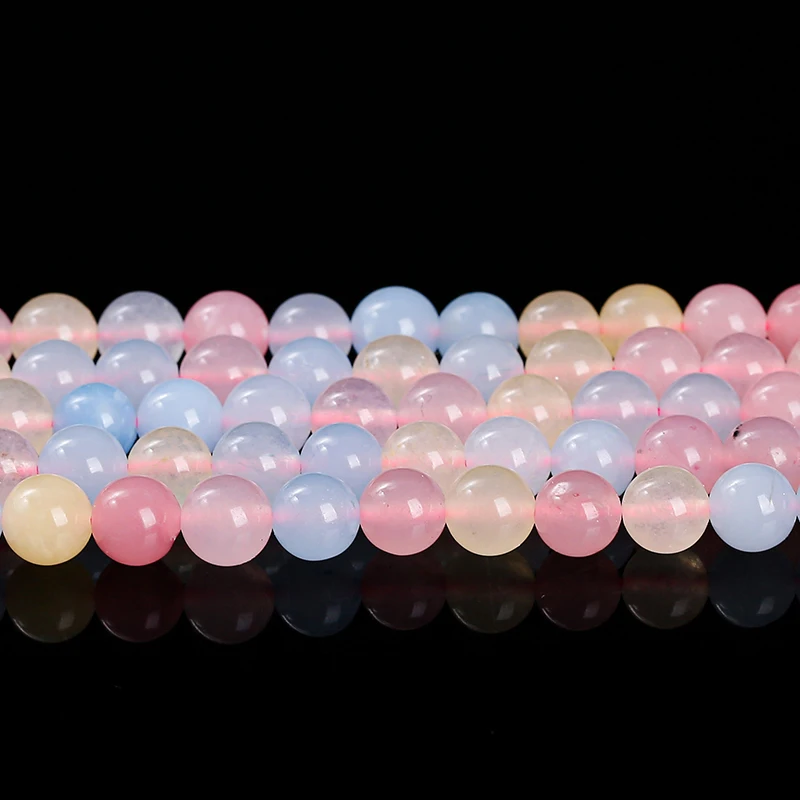 4 6 8 10mm High Quality Morganite Color Chalcedony Bead Round Loose Spacer For Jewelry Making Diy Necklace Bracelet Accessory