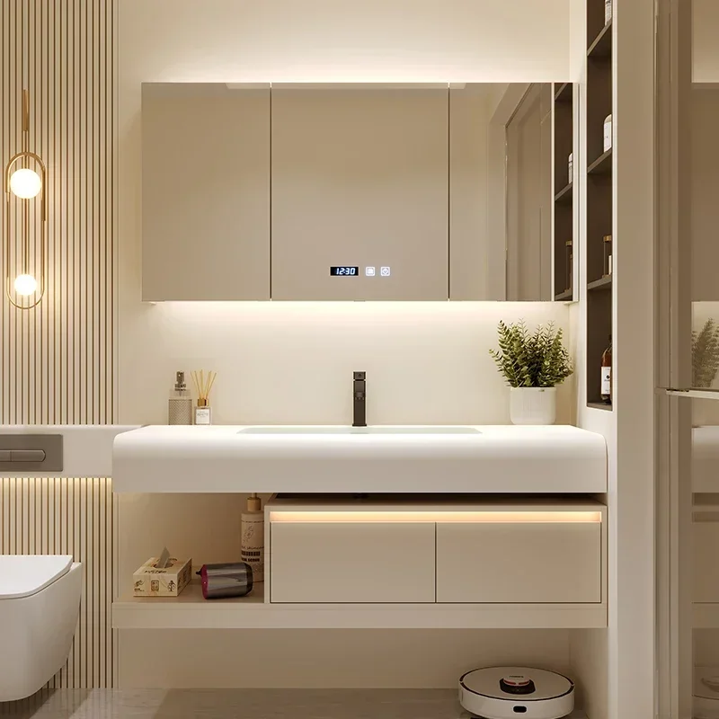 

Washbasin Cabinet Bathroom Column Storage Furniture Luxury Vanity Open Cabinets Small Closet Shelf Sinks Schrank Medicine Wooden