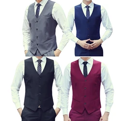 Retro Style Vest with V-neck，Casual Business Cardigan for Men，single-breasted Suit Vests for Men，vest for Office