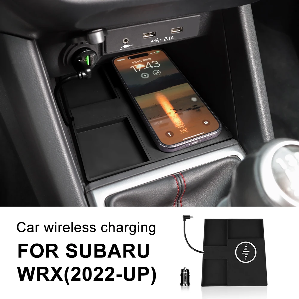 

Беспроводное зарядное устройство-органайзер для центральной консоли Subaru WRX 2022-2026: быстрая зарядка, аксессуары для модификации интерьера