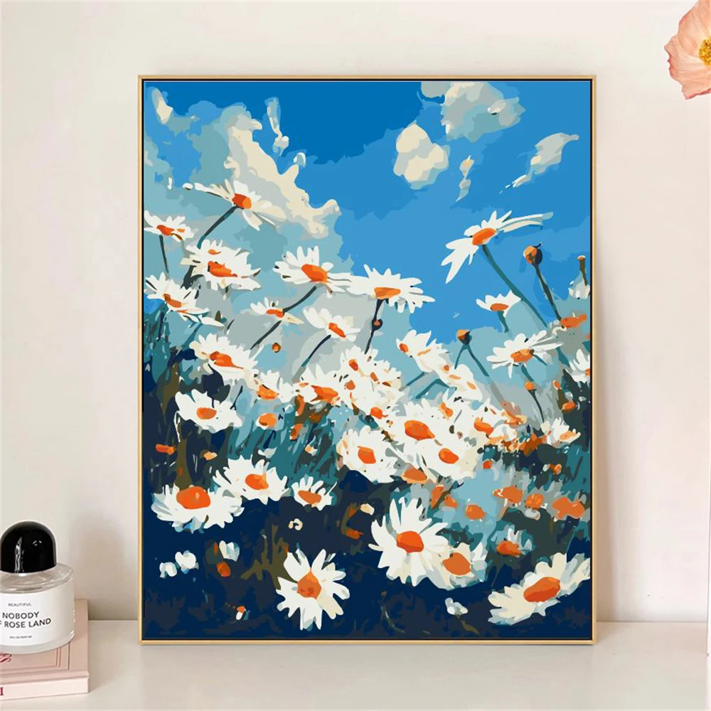 Paint by Numbers For Adult Kit Flowers On The Windowsill DIY Dropshipping acrylic Oil Painting Canvas by Number Home Decor