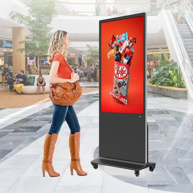 HUSHIDA floor standing LCD 55 inch digital frame ultra high vertical advertising machine touch screen advertising display