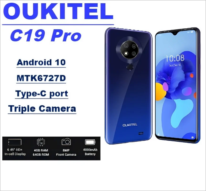 Oukitel-C19 Pro Smartphone, 4000mAh Battery, 6.49 