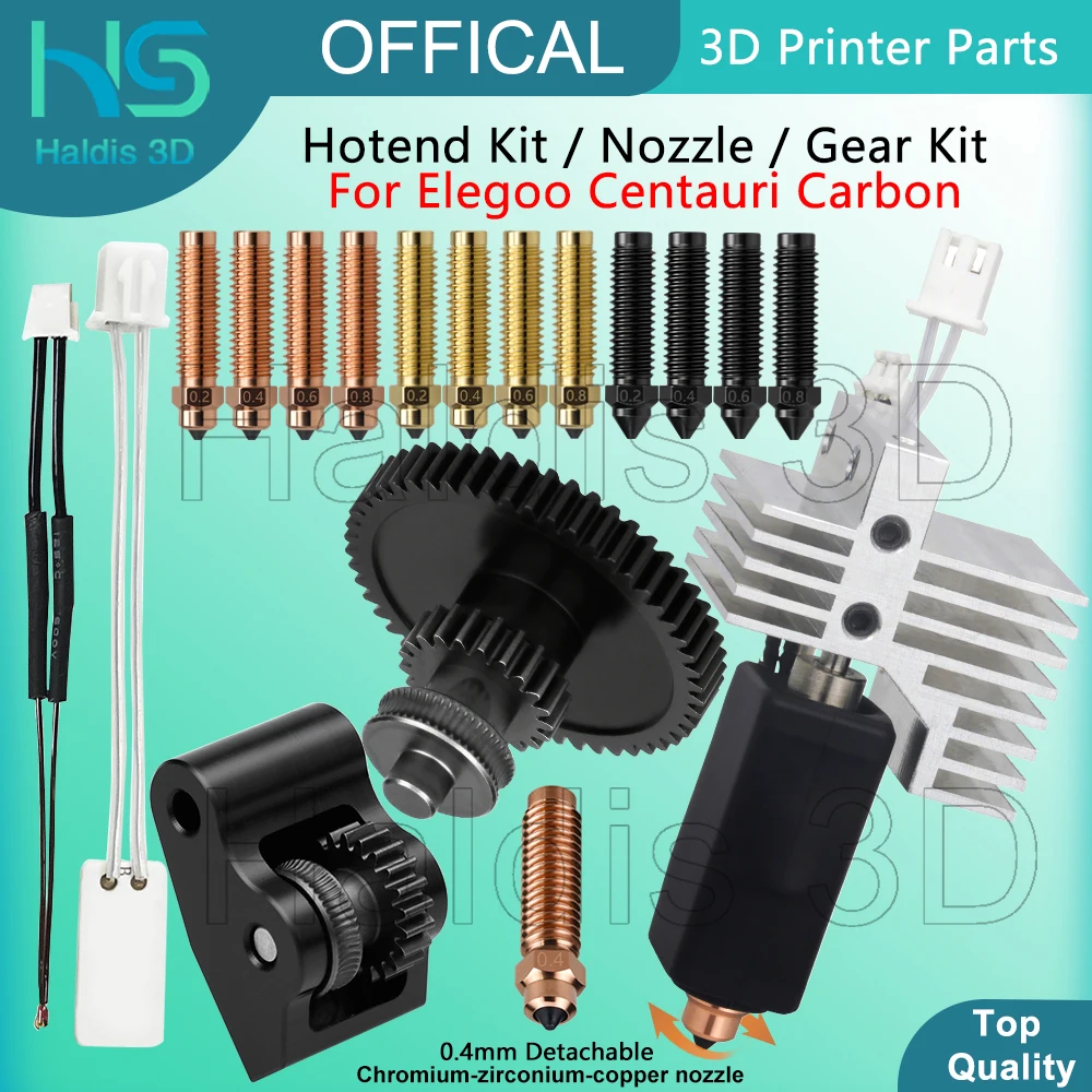 

Upgraded Hotend Kit For Elegoo Centauri Carbon Hardened Steel Nozzle Gear Thermistor Ceramic Heater Hot End Replacement Parts