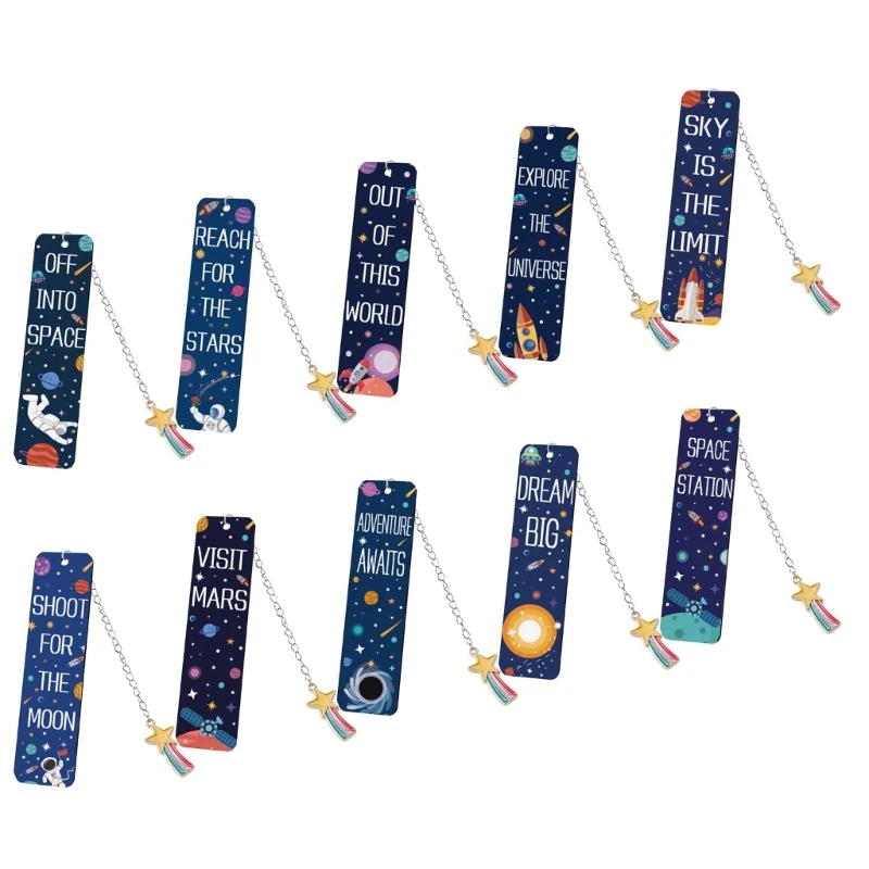 

2x Metal Bookmarks Astronaut Book Marker Starry Skies Theme Book Page Marker School Office Supplies for Students Dropship