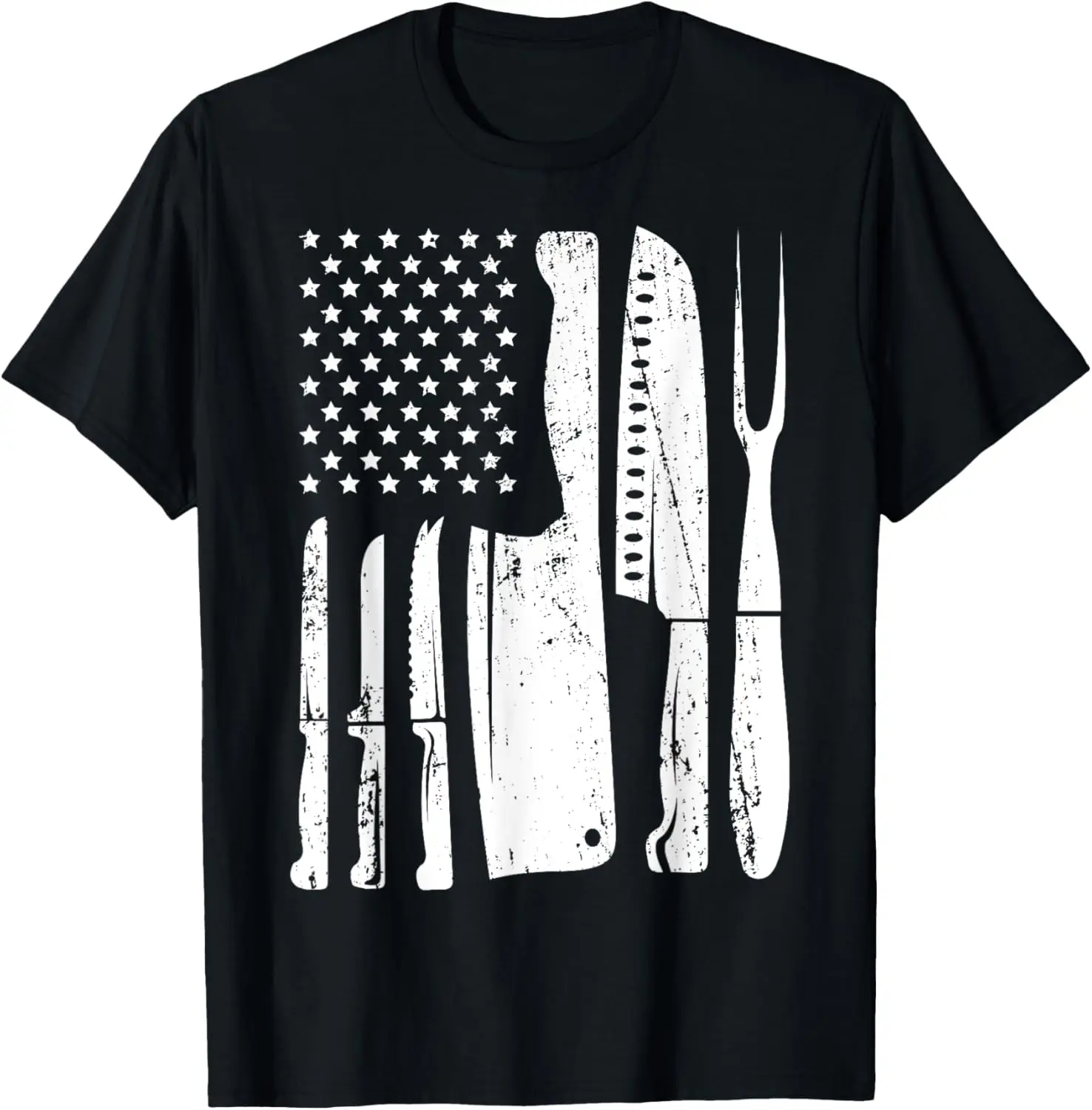 

Chef Knife American Flag Head Cook USA Patriotic Cooking T-Shirt