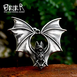 BEIER 2023 New Design Stainless Steel Bat Pendant Detailed Necklace Punk Biker Animal Jewelry High Quality  Gift Accessories