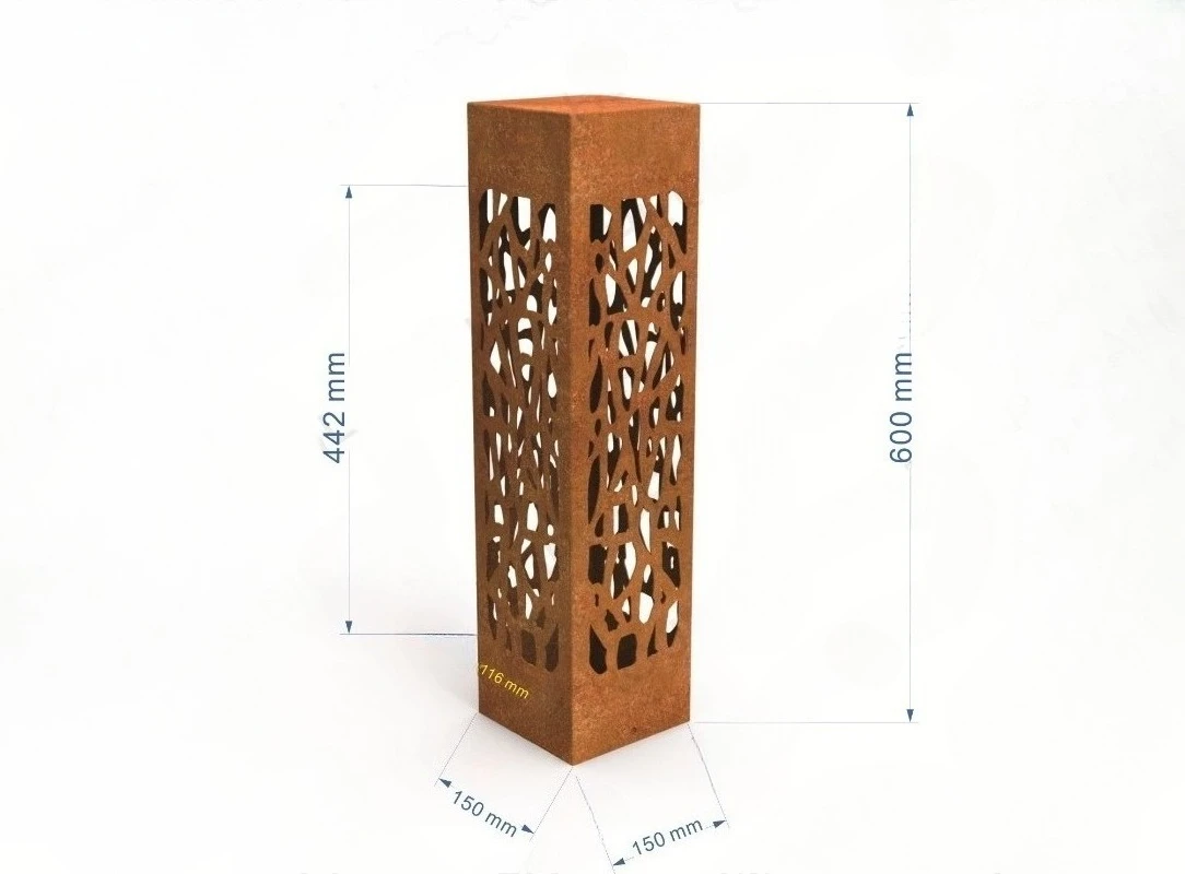 Laser Cutting corten steel lighting boxes for outdoor design  metal garden lamp supplier