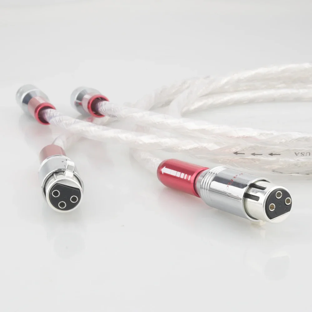Pair Audiocrast AS220 Silver Plated Crystal Strands Audio Cable With Silver plated 3pins XLR Balanced cable,xlr connector,audio
