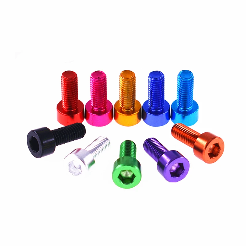 Tornillo de aluminio DIN912, M3, M4, M5, M6, anodizado, de colores, cabeza hexagonal, tornillo de máquina, 10 Uds.