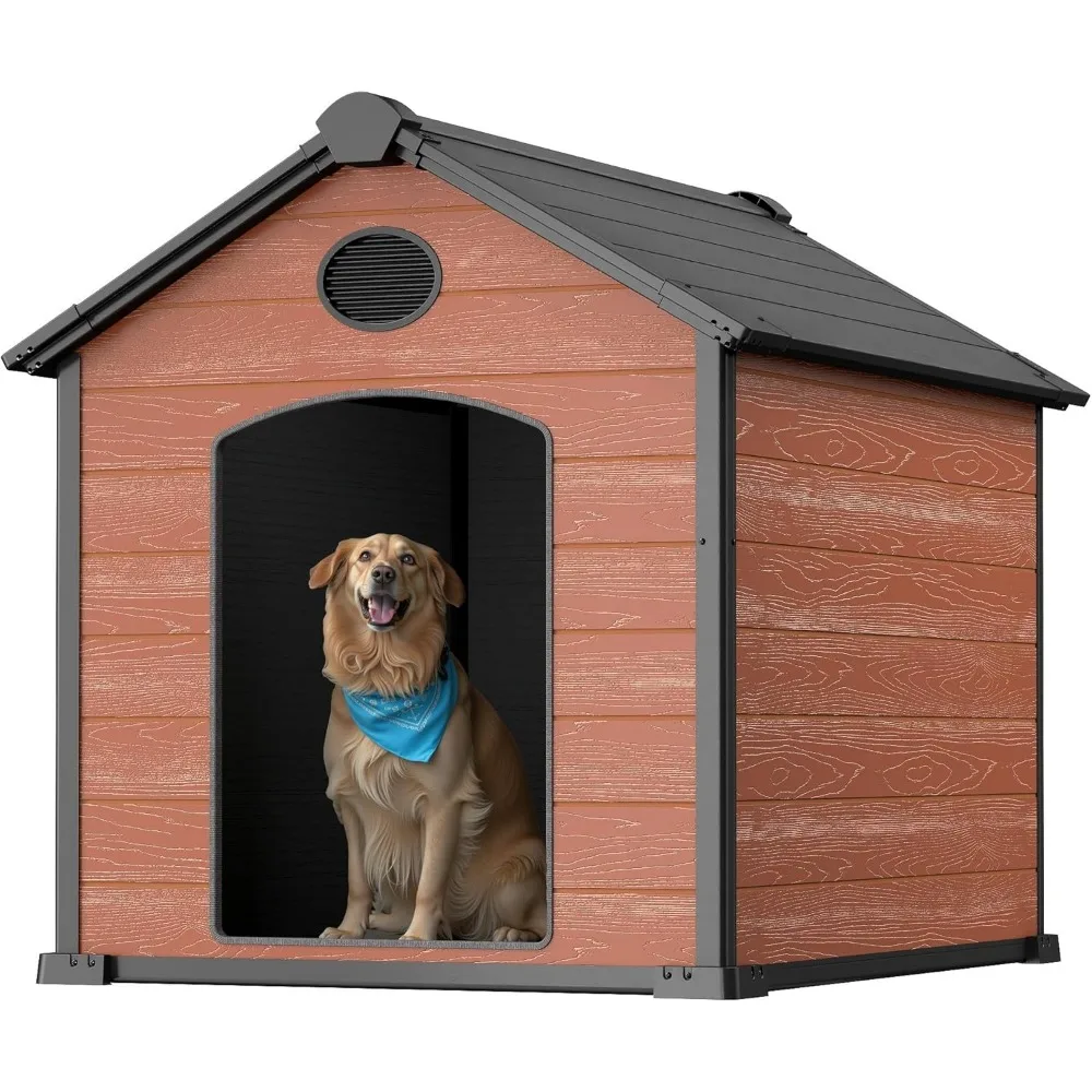 

Extra Large Outdoor Dog House Durable 16mm Thick Walls 14 Sq Ft Activity Space Dual Vents for Pets Up to 300lbs