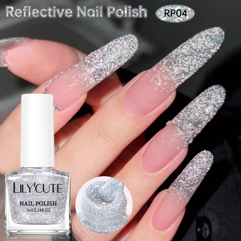 LILYCUTE 7ml Reflective Chic New Gel Nails Polish Flash On Glitter Shining Nail Art Varnish Long Lasting No Need Lamp Air Dry
