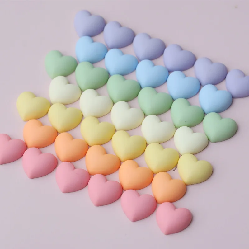 20Pcs/lot Kawaii Cute Love Heart Flat Back Resin Cabochons for DIY Jewelry Making Girls Kids Hair Clips Decoration Accessories