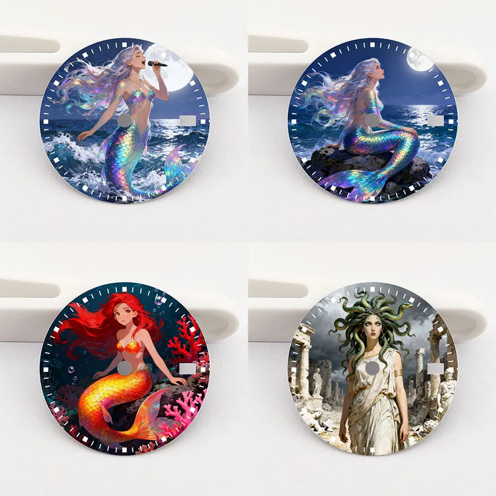 285mmのnh35文字盤は、カラー印刷とパーソナライズされたデザインが施されたマーメイドメデューサ文字盤で、nh35-36ムーブメントに適しています。