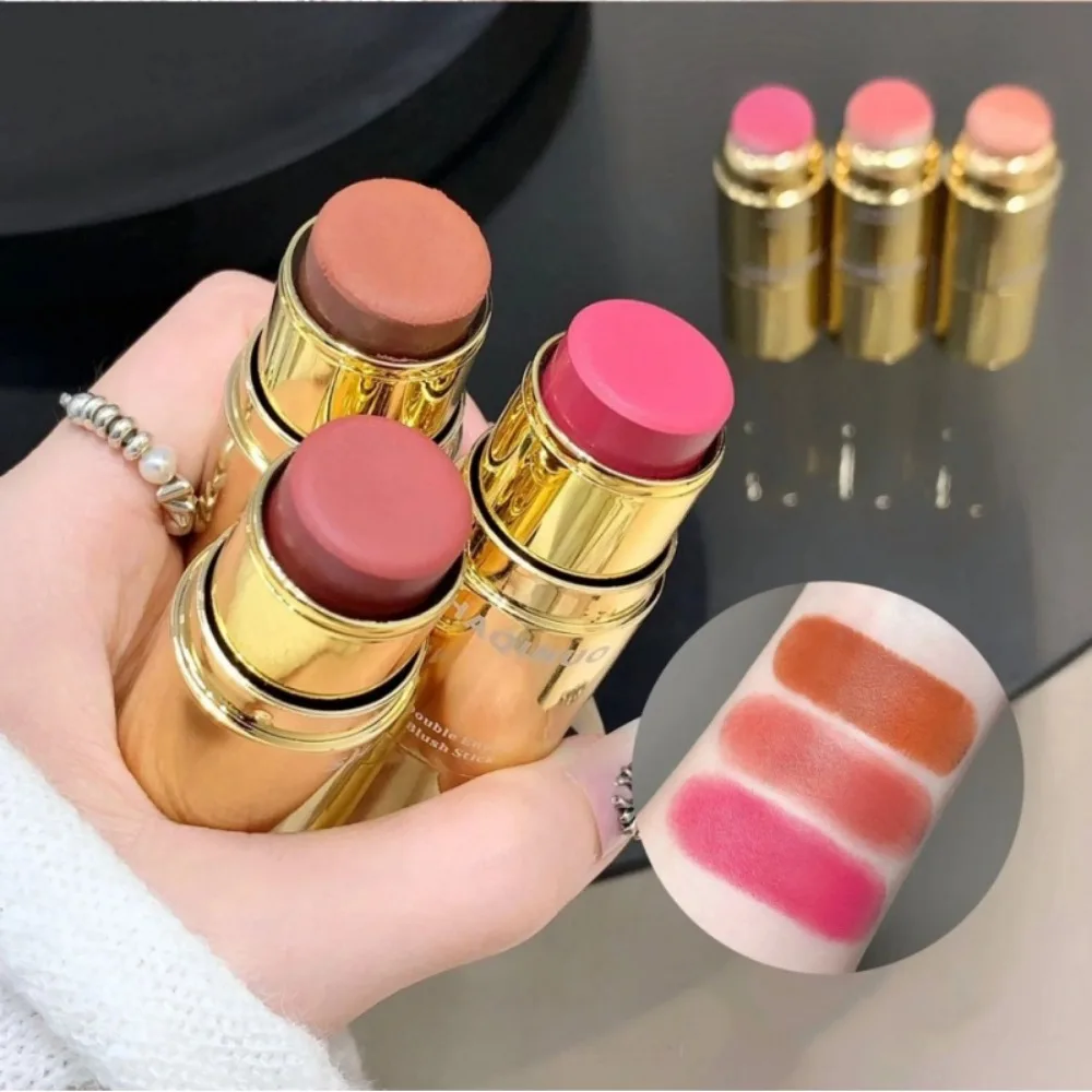 Double-ended Blush Stick Spons Zacht Gezicht Verhelderende Lage Verzadigde Blusher Crème Perzik Roze Wang Tint Koreaanse Make-Up Cosmetica