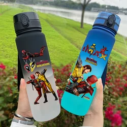 Marvel Deadpool and Wolverine Water Cup Outdoor Sports 650ml Large Capacity Water Bottle Gift Student High-Looking Straight Cup