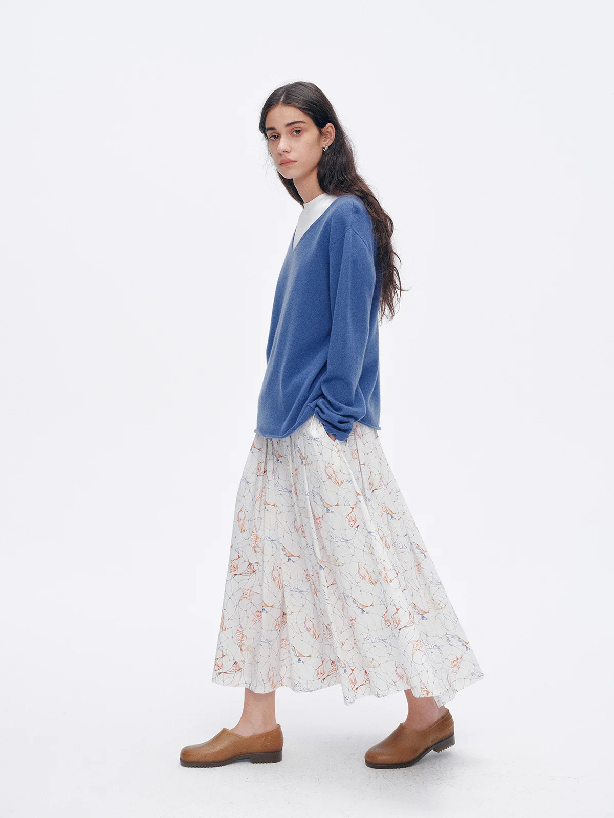 Camere 00% Women's Loose Fit Long Sve V-Ne Sweater Thin Sle Spring New Arrival Premium Quali Goat Camere