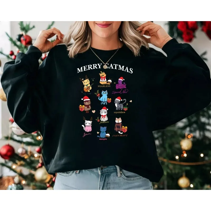 2025 الخريف/الشتاء ديزني عيد الميلاد القط الرمزية الأسرة ملابس رياضية موضة مطبوعة المرأة موضة عادية يوميا متعددة الاستخدامات