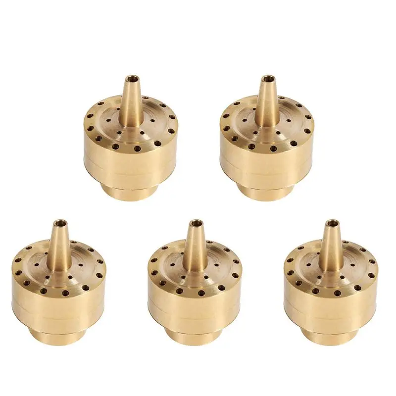 5X Fountain Nozzle Heads,Brass Column Multi Direction Jet Pond Fountain Water Spray Sprinkler Head Garden(3/4 Inch)-AT36
