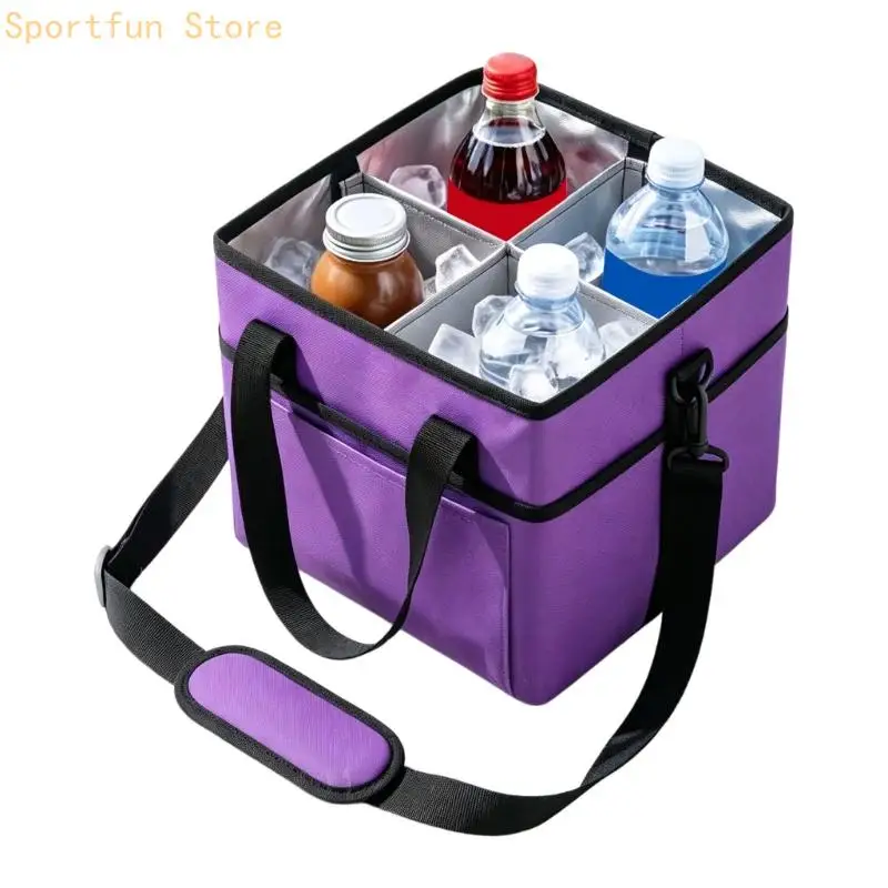 4 Divider Drink Bag for Hot and Cold Cups, Insulated Coffee Pickup Bag with Hand Carry for Daily Delivery Use and X7JD