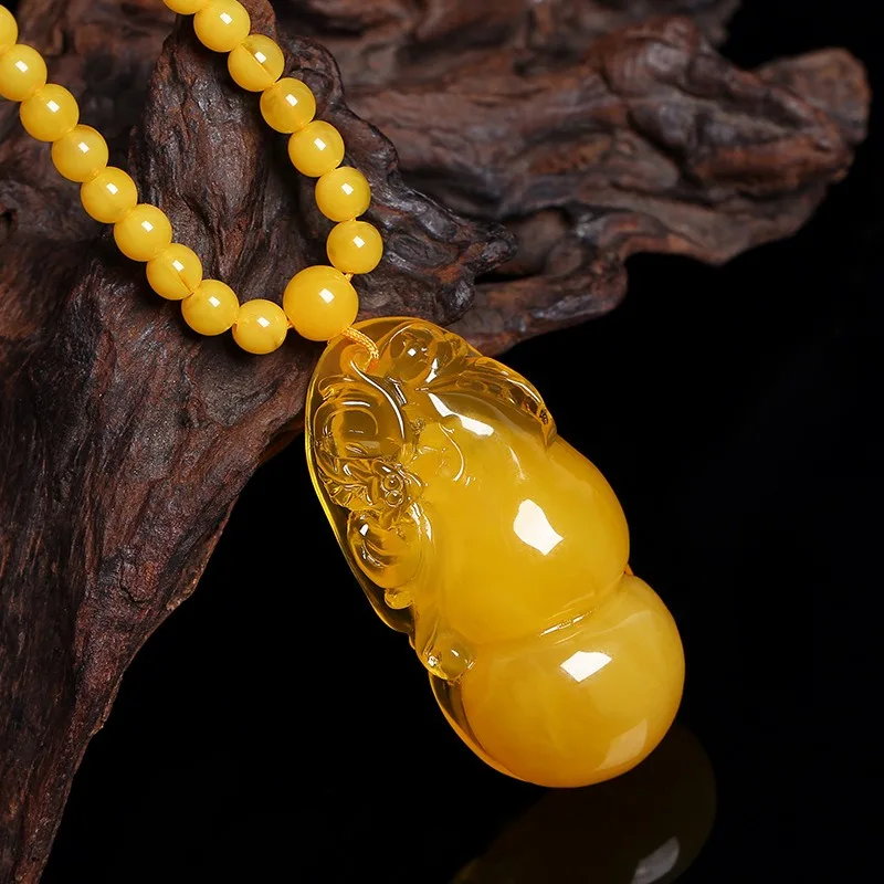 Beeswax Gourd, Chanterelle, Yellow Money Bag, Amber Carving