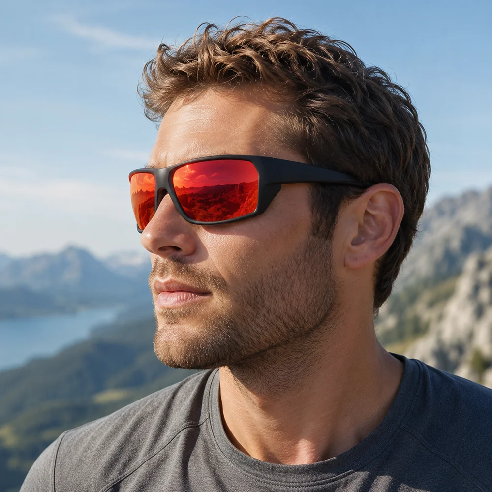 Polarisierte Sportsonnenbrille für Herren UV400 Wraparound Leichtgewichtige Fahr-, Rad-, Angel- und Outdoor-Sonnenbrille – Detail 3