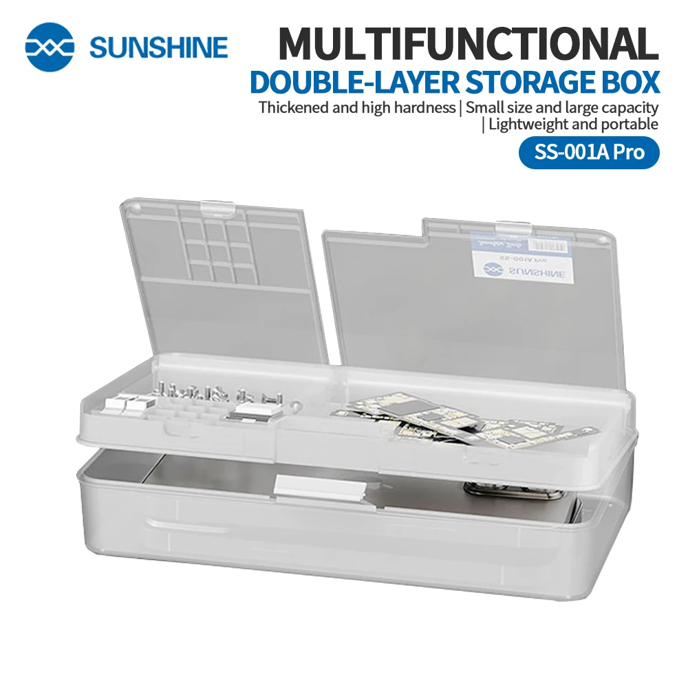 

SUNSHINE SS-001A Pro Многофункциональный двухслойный ящик для хранения для ремонта мобильных телефонов, инструмент для хранения винтов и деталей материнской платы
