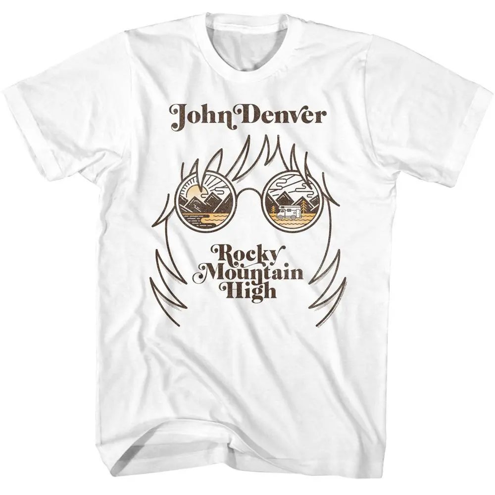 

John Denver Landscape Glasses White Adult T-Shirt Summer Men's and Women's Loose and Breathable T-shirt Top