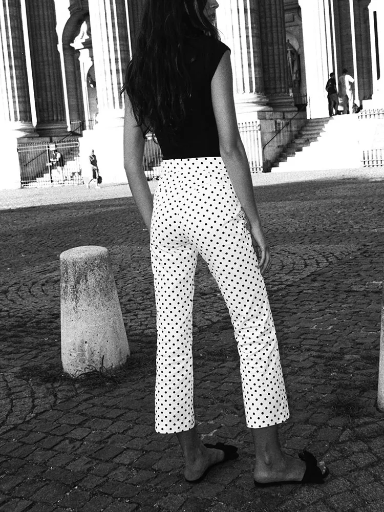 خريف 2025 جديد المرأة عالية الخصر البولكا نقطة متوهج السراويل مستقيم قطع Faionable العرقية ارتداء المرحلة زي السيدات الجينز #3