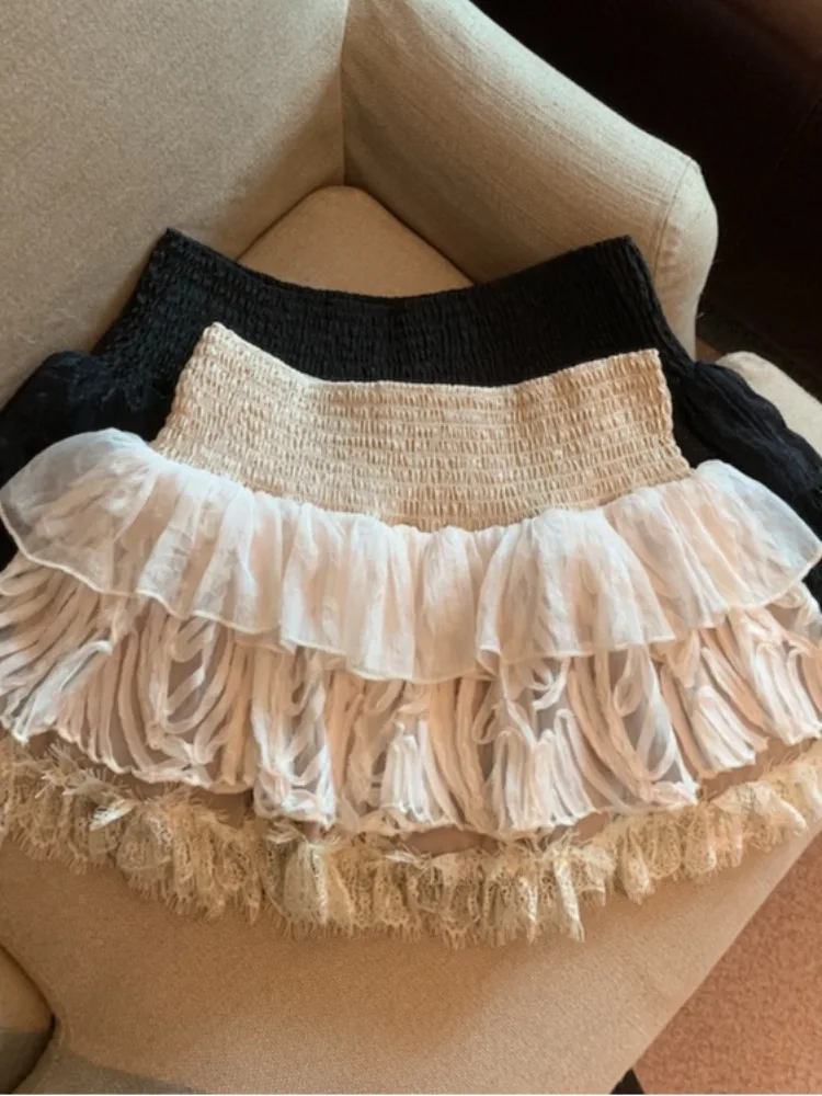 Sweet Ballet Sle Puffy Cake ort Gonna Donna Autunno Faion Piccole dimensioni Vita alta Slim A-Line Gonne anti-luce