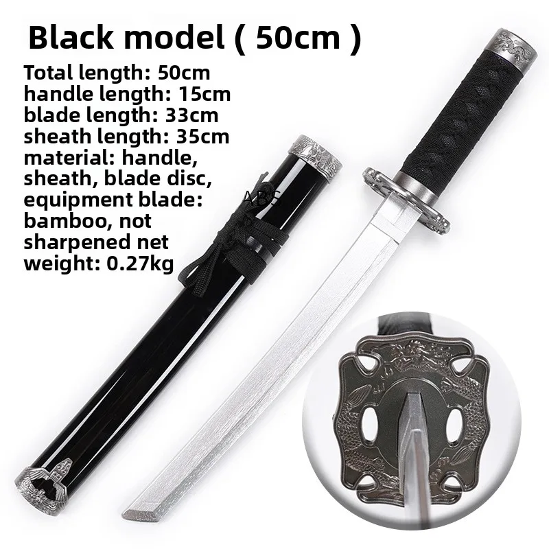 Espada samurái de 50cm/19,69 pulgadas, Katanas japonesas, modelo de Cosplay, accesorios de bambú con funda, práctica coleccionable, adornos de escritorio, manualidades