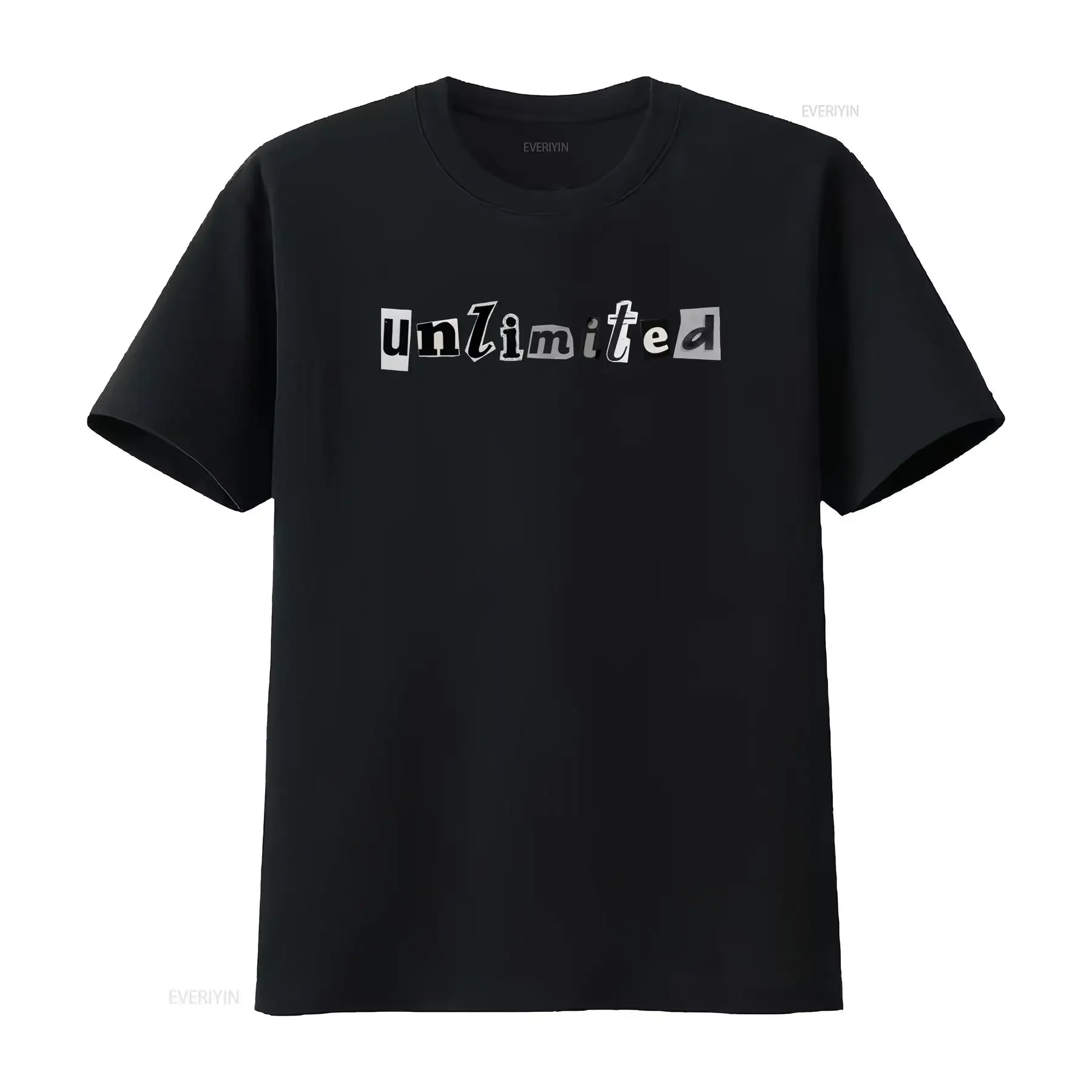 Vintage Statement T Shirt Unlimited Motivational Newspaper Collage for Casual Wear Him Her vintage Washed Stretched homme