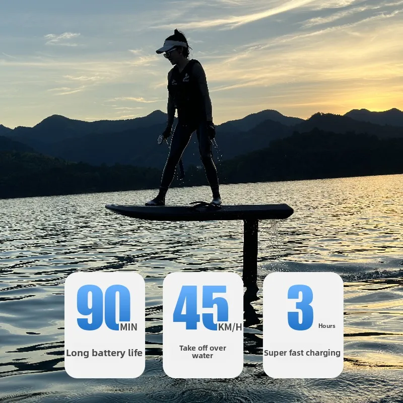 Carbon fiber electric powered hydrofoil standing water ski board suspended water pedals