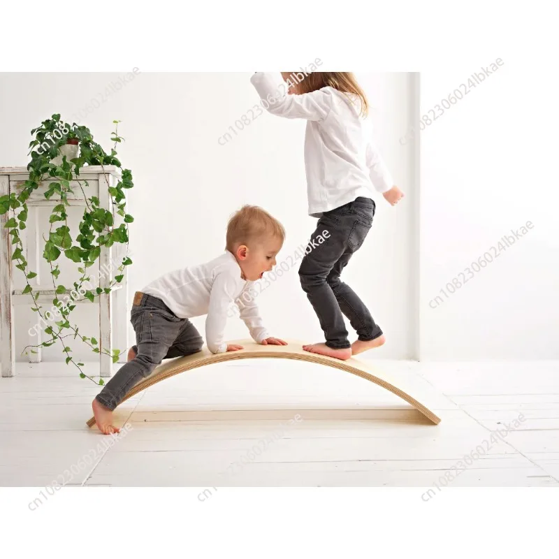 Kids wooden balance board multifunctional surfing fitness training swing board kids baby yoga curve
