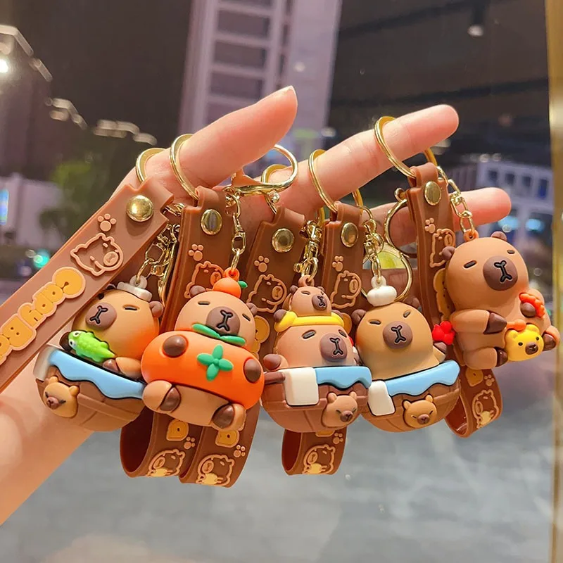 

Anime Capybara series doll pendant keychain Creative silicone capybara keychain couple bag decoration pendant car key ring