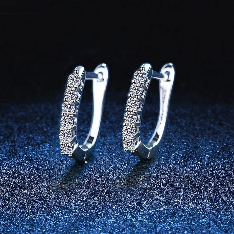 E006 Lefei Fashion High Quality Diamondset Classic Moissanite U Stud Earring Charms Women Real 925 Sterling Silver Party Jewelry