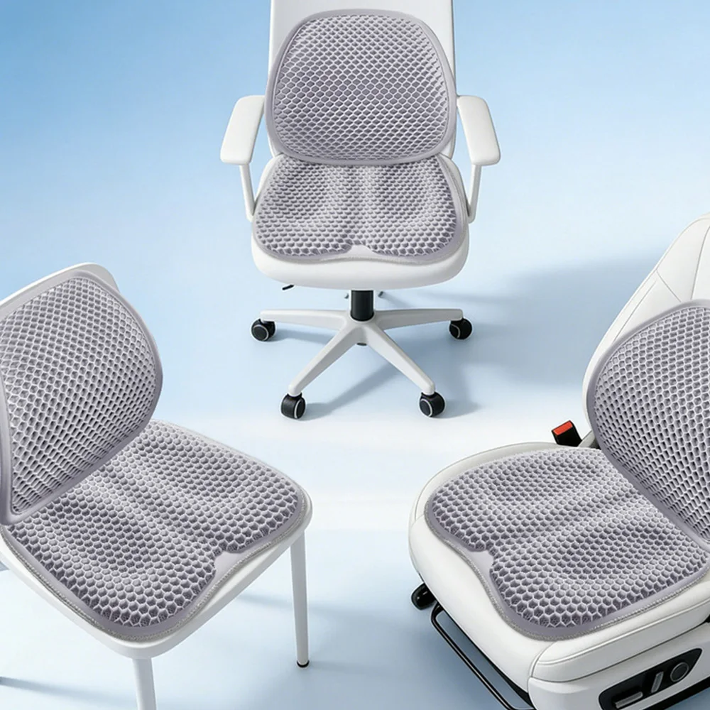 Hochwertiges Sommer-Gel-Sitzkissen für Autositze, Weiche Atmungsaktive Lendenwirbelstütze, Ergonomische Komfortable Rückenstütze für Lange Fahrten – Detail 13